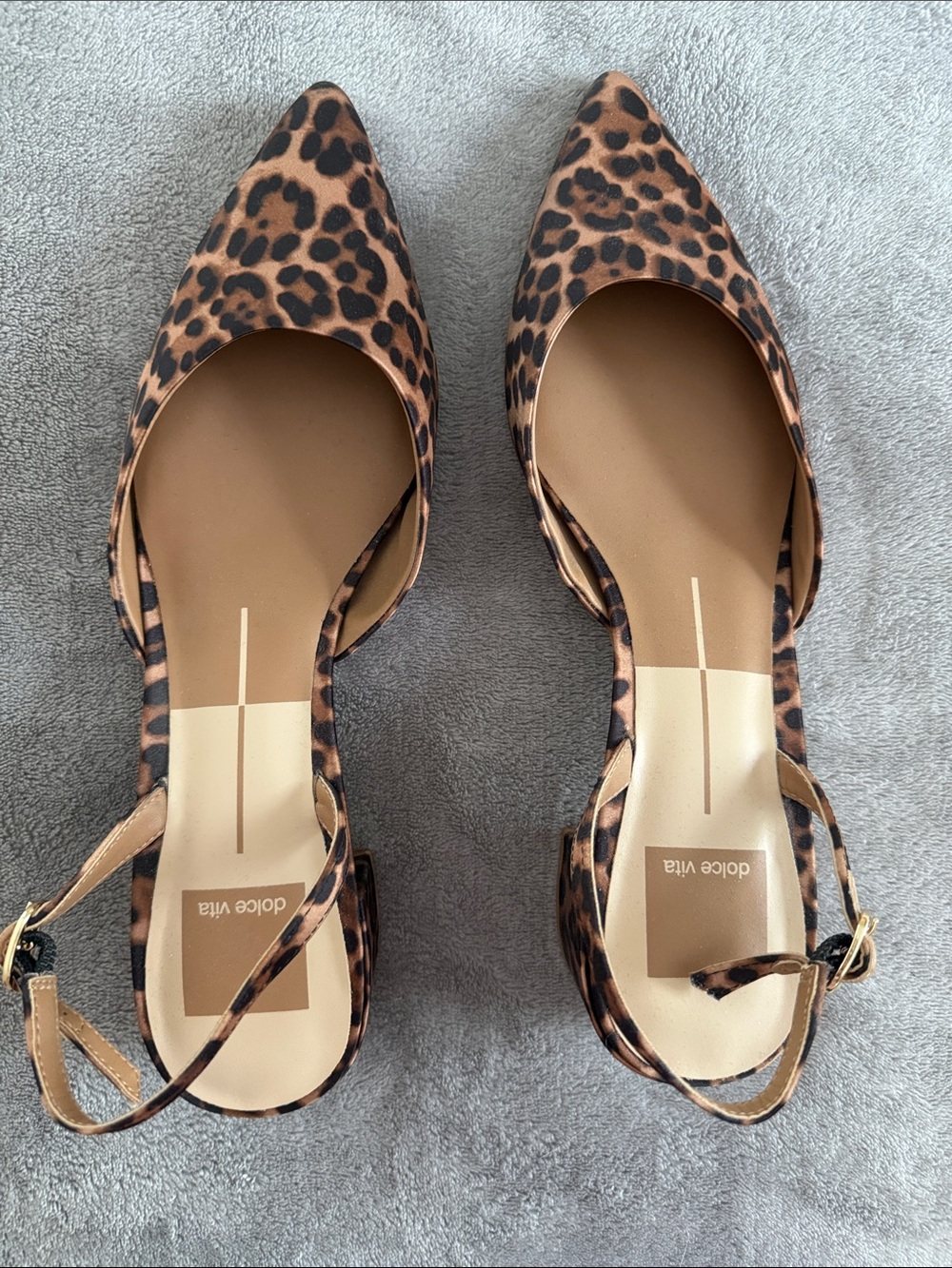 Dolce Vita Leopard Print Pointed Toe Slingbacks - Brown/Tan/Black